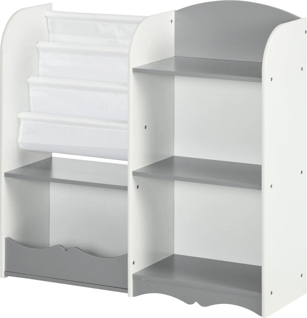ZONEKIZ Játék Szervező Gyerekpolc Nyitott Polcokkal Gyerekszobába, Játszószobába, Kisbaba Szobába 85x26x84 cm Szürke | Aosom