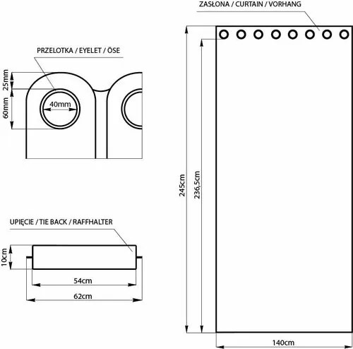 AmeliaHome Blackout EYELETS függöny, mustárszínű, 140 x 245 cm