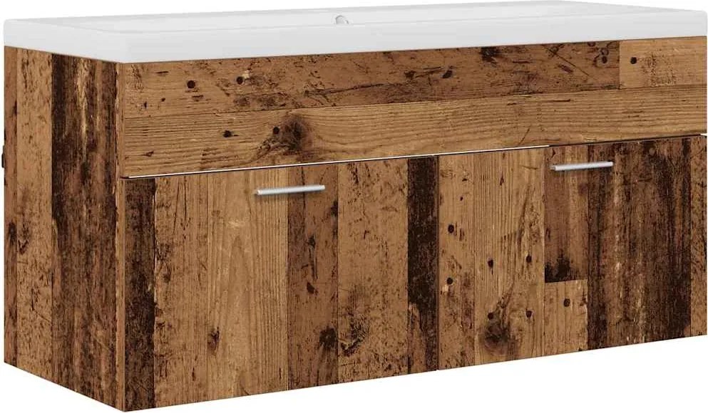 vidaXL Fürdőszoba Székény tárolóval Öreg fa 100 x 38,5 x 46 cm Faanyag