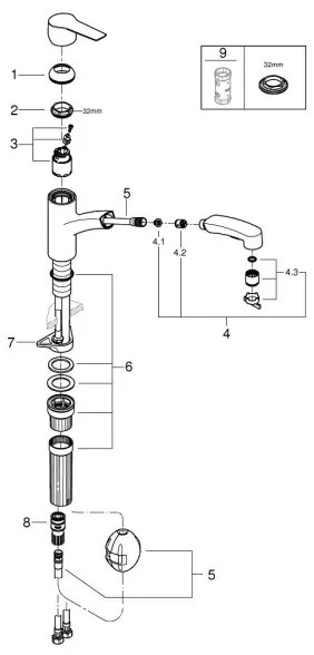 GROHE 30531001 - START konyhai csaptelep, 227 mm, fényes króm