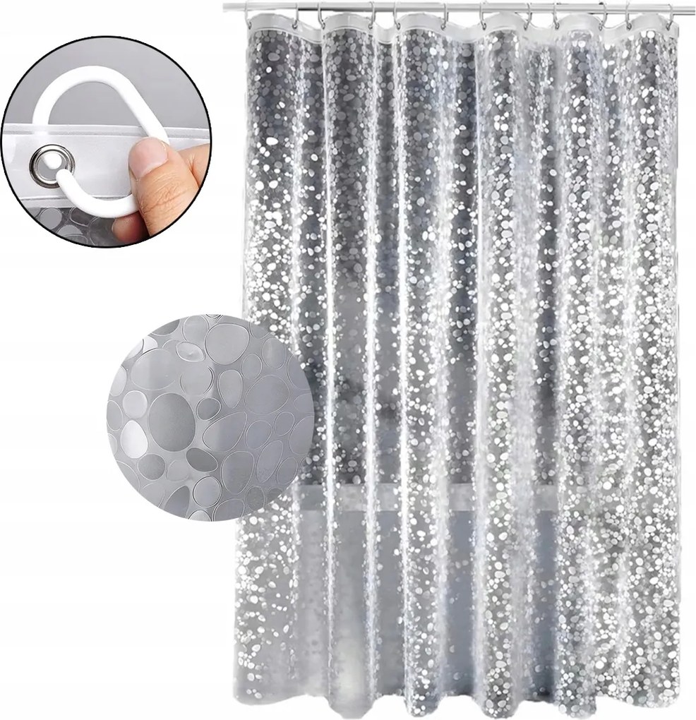 180x200cm Állítható Zuhanyfüggöny Fúrás Nélküli Fürdőszobába