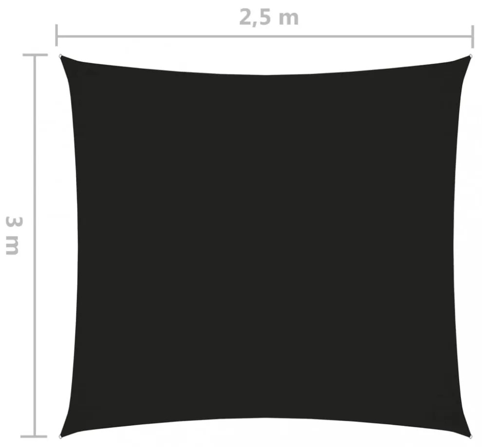 fekete téglalap alakú oxford-szövet napvitorla 2,5 x 3 m