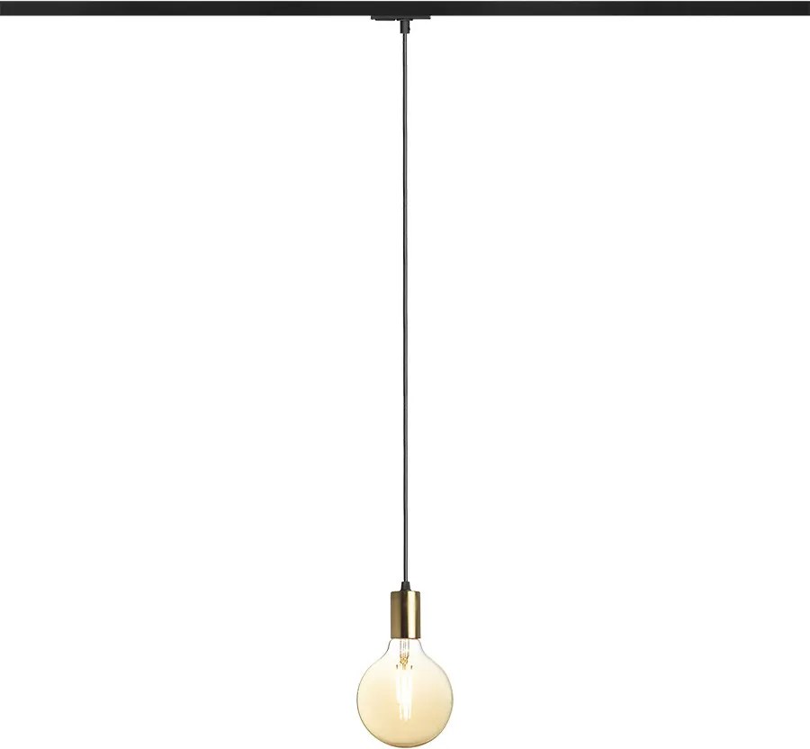 RENDL ARAQ függőlámpa egyáramkörös sínre szálcsiszolt sárgaréz/fekete 230V LED E27 15W