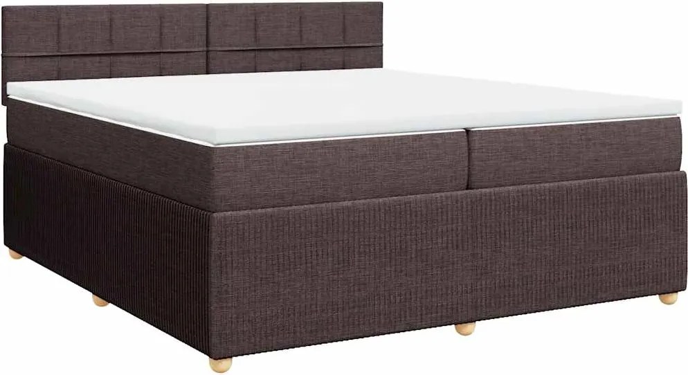 vidaXL sötétbarna szövet rugós ágy matraccal 200 x 200 cm