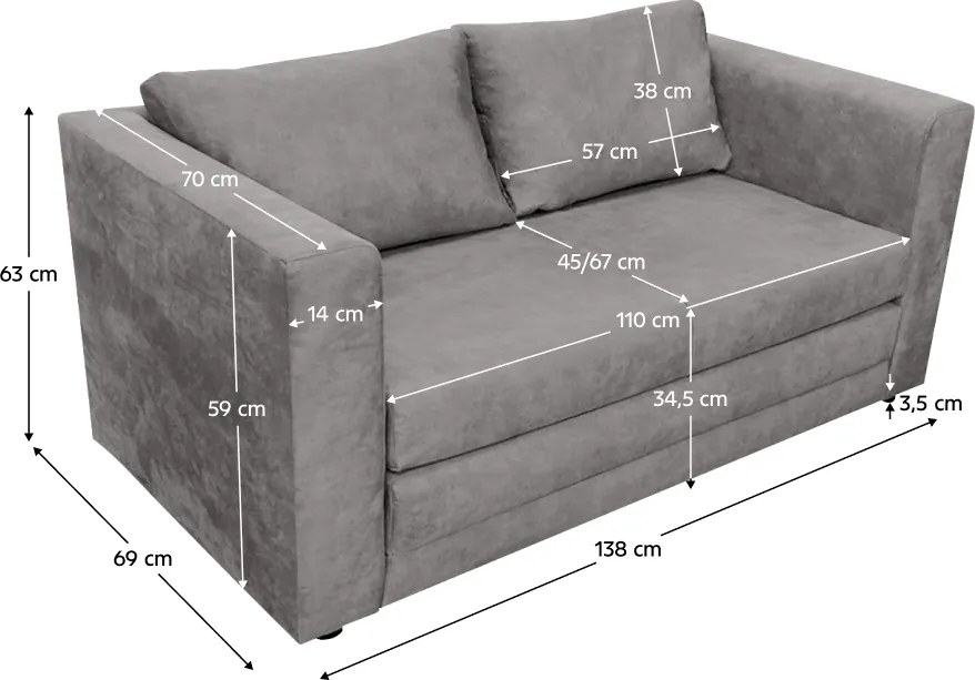 Kihúzható kanapé, szürke, BEJA