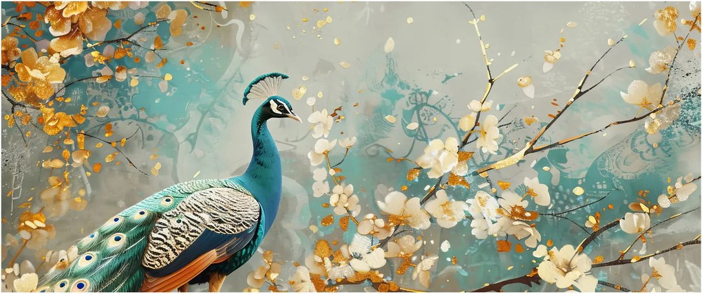 Kép - Páva arany díszítéssel (120x50 cm)