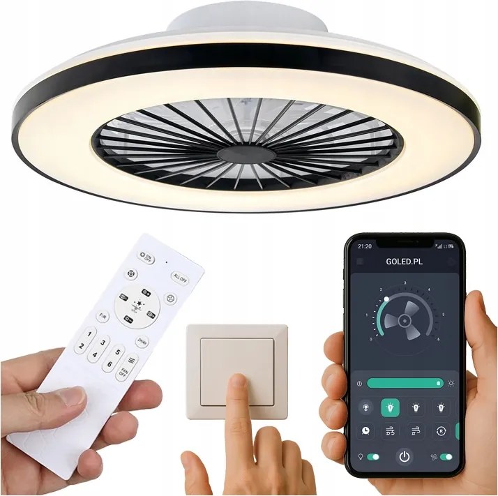 Mennyezeti Lámpa Ventilátor Plafon Led Ventillátor 51W Cct Távirányító Alkalmazás Memória