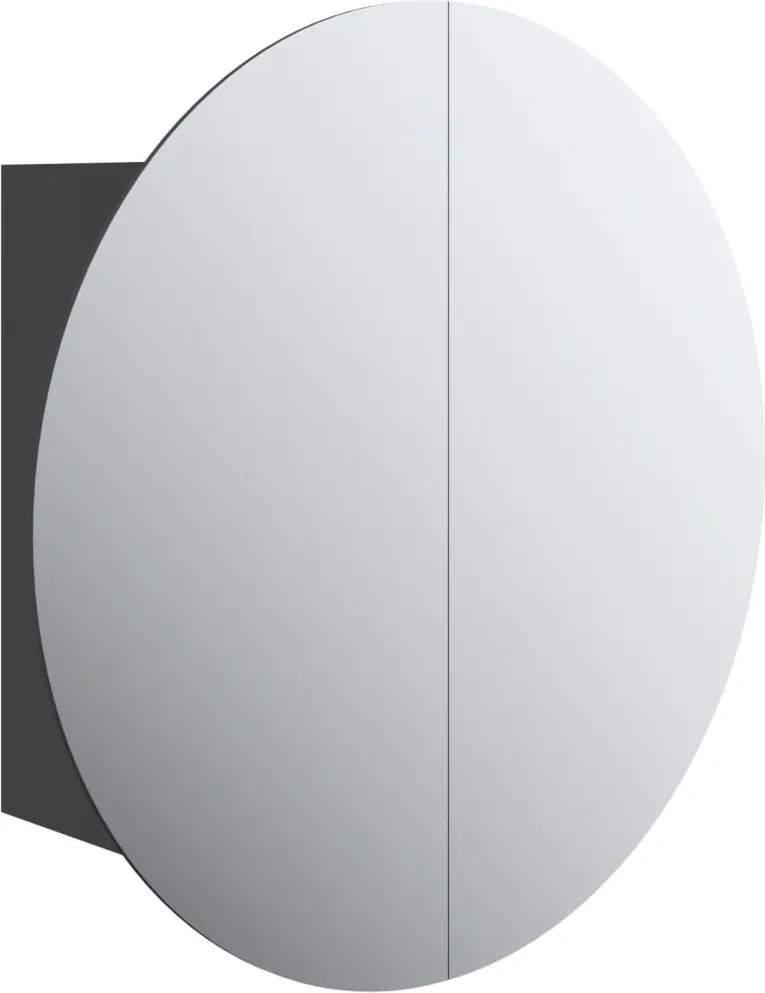 vidaXL fekete fürdőszobaszekrény kerek tükörrel/LED-del 47x47x17,5 cm