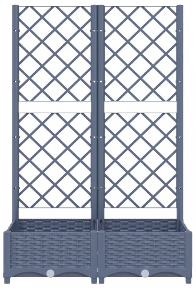 sötétszürke PP rácsos kerti ültetőláda 80 x 40 x 121,5 cm