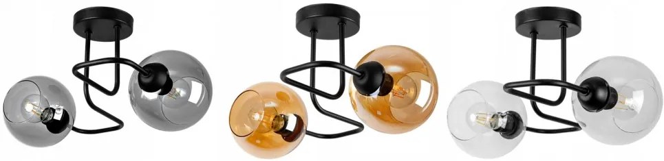 Glimex Orb üvegbúrás mennyezeti lámpa füstüveg / grafit 2xE27