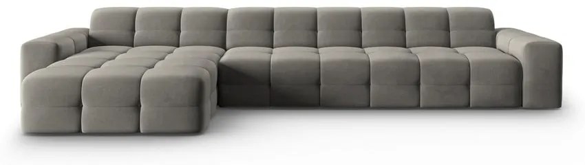 Szürke bársony sarokkanapé (bal oldali) Kendal – Micadoni Home