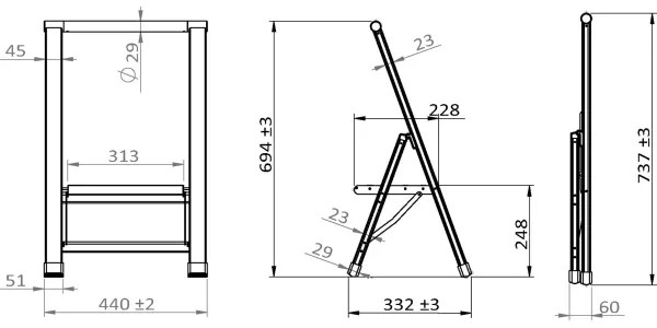 WENKO 601011100 - ALU-DESIGN fellépő 44x101 cm ezüst/fekete