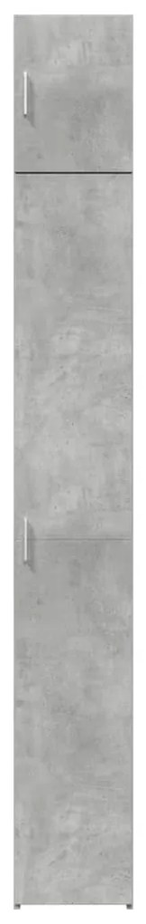 betonszürke szerelt fa vékony tárolószekrény 30 x 42,5 x 225 cm