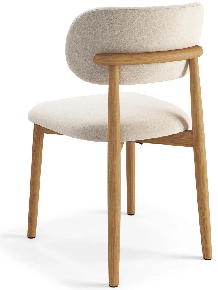 MAZZONI EXPORT ALMO Bézs (Apia 453 szövet)/lakkozott tölgyfa váz - RETRO FA SZÉK NAPPALIBA ÉTKEZŐBE KONYHÁBA