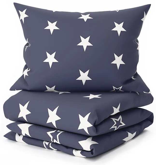 LINE STAR sötétkék pamut ágyneműhuzat
