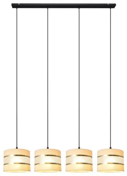 Csillár zsinóron HELEN 4xE27/15W/230V krém/fekete/arany