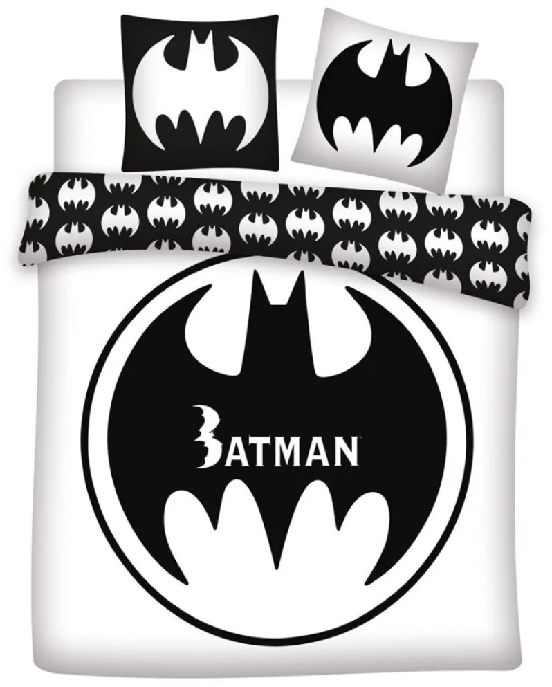 Batman White dupla, kétszemélyes ágyneműhuzat 240×220cm, 65x65 cm