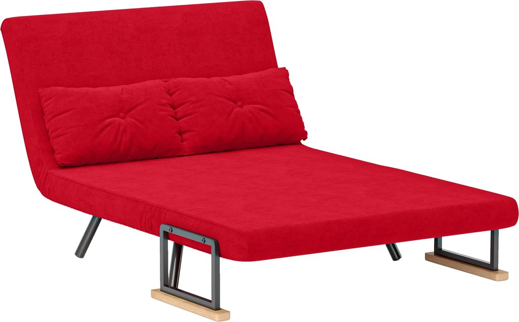 HOMCOM 2-Fős Kanapéágy Állítható Háttámlával 5 Fokozatban, Összecsukható Kétfős Kanapéágy 2 Párnát Tartalmaz a Nappaliba, Kárpitozott Szövet, Acél és