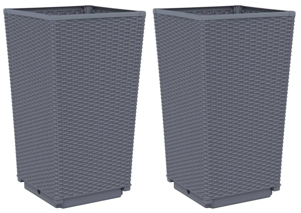 2 db kékszürke polipropilén kerti ültetőláda 32,5 x 32,5 x 57 cm