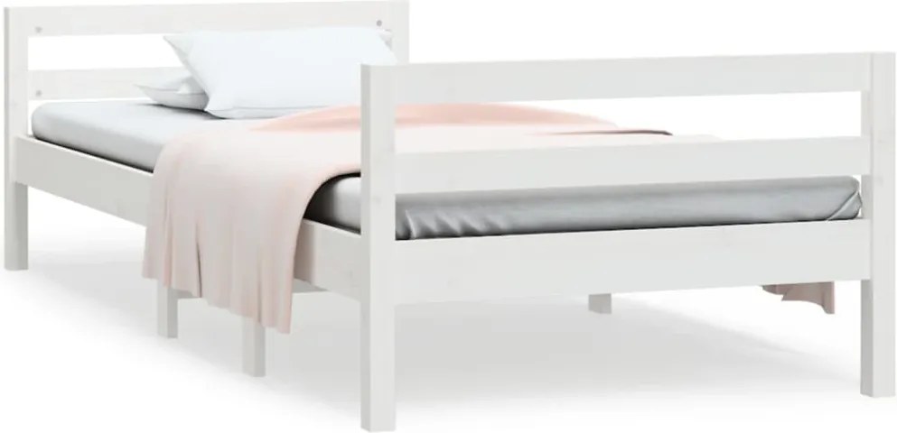 vidaXL fehér tömör fenyőfa ágy matrac nélkül 90 x 200 cm