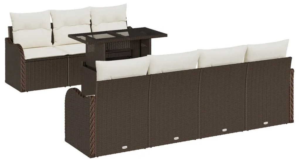 Kerti Kanapé Szett 8 pcs Barna 100 x 55 x 73 cm Poli rattan