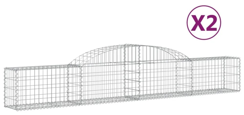 2 db íves horganyzott vas gabion kosár 300x30x40/60 cm