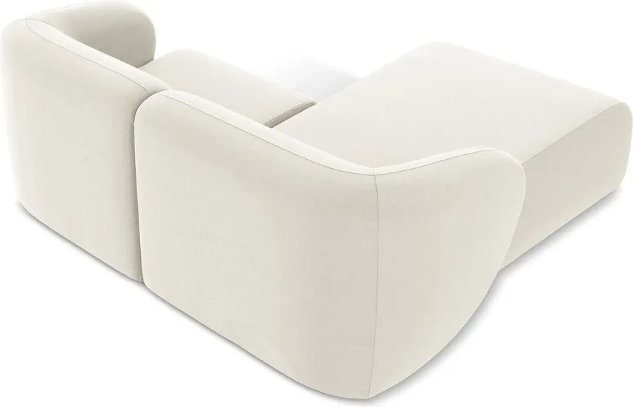 Bézs bársony sarokkanapé (bal oldali-heverő résszel) Lani – Makamii