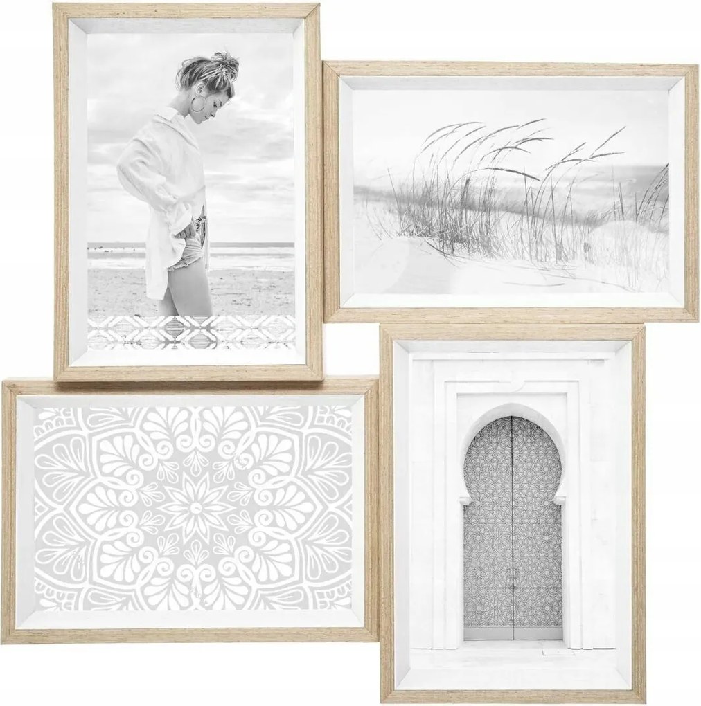 Moly képkeret 4 db képhez, fehér