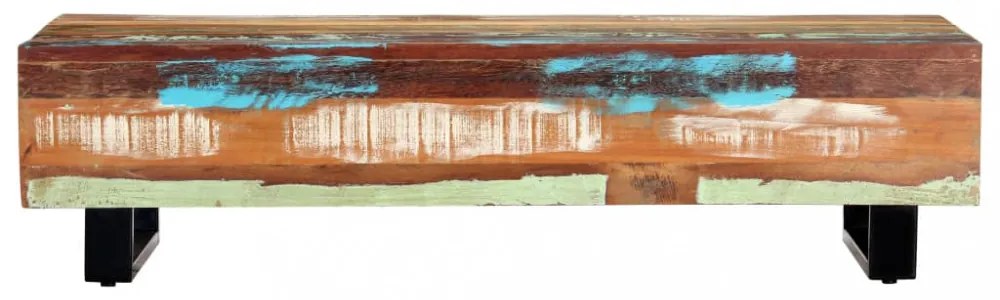 tömör újrahasznosított fa és acél dohányzóasztal 120x50x30 cm