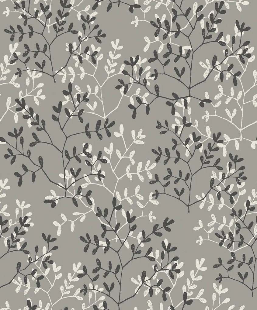 Decoprint Antibes Branches fekete-szürke leveles vlies tapéta – AN28252