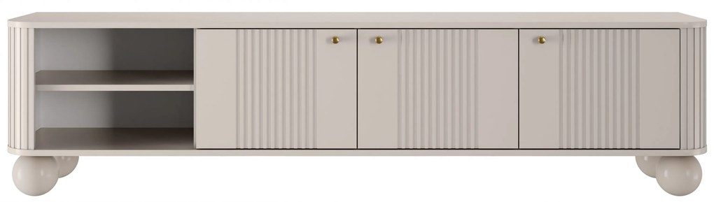 Vesper 3D TV-szekrény 187 cm - kasmír / arany színű fogantyúk és lábak (golyós)