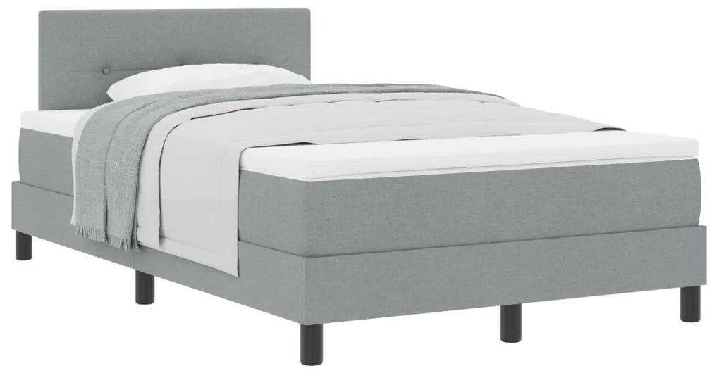 Box Spring Ágy matraccal világosszürke 120x190 cm szövet