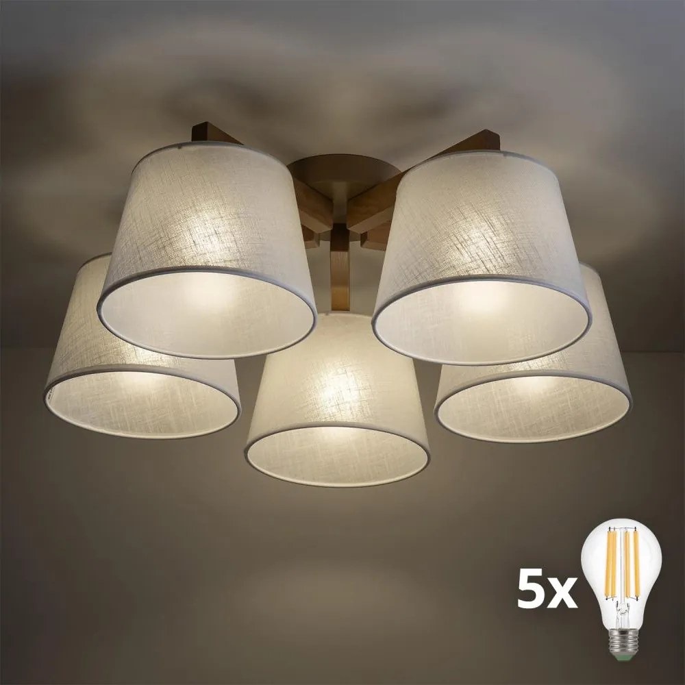 BRILAGI - LED felületre szerelhető csillár LATTE SABIA 5xE27/15W/230V fenyő/fehér