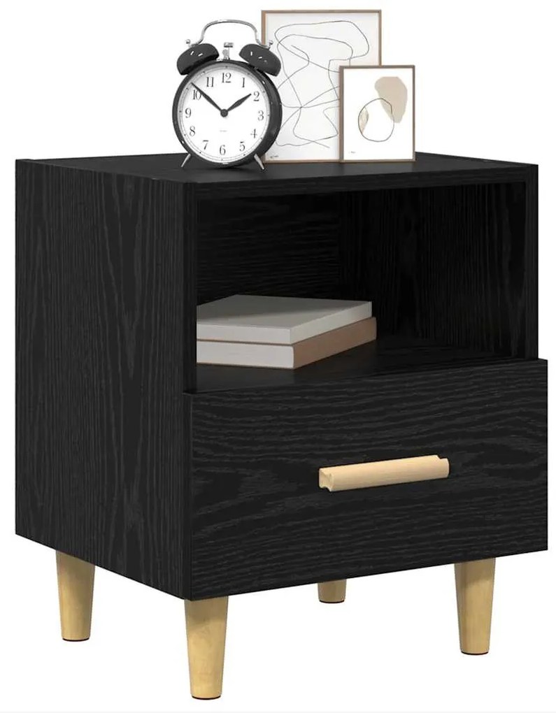 Éjjeliszekrény 2 pcs Musta tammi 40 x 35 x 47.5 cm Faanyag