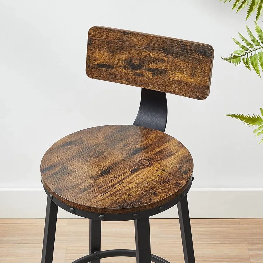 Bárszék 2db-os készlet, fémvázzal, ülésmagasság 62,5 cm