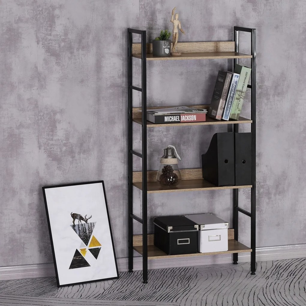 Polcos állvány GD-314 OAK Denny, 4 polc, 60 x 27,5 x 125,5 cm, 4 emelet