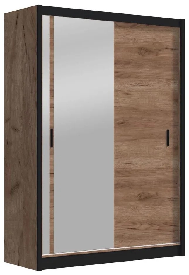 SABRINA gardróbszekrény tükörrel, 150x215 cm, craft tölgy