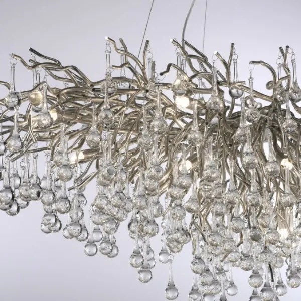 Paul Neuhaus 2031-55 - Csillár zsinóron ICICLE 15xG9/40W/230V 75x150 cm króm