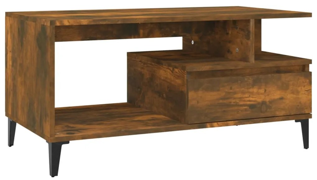 Füstös tölgy színű szerelt fa dohányzóasztal 90x49x45 cm