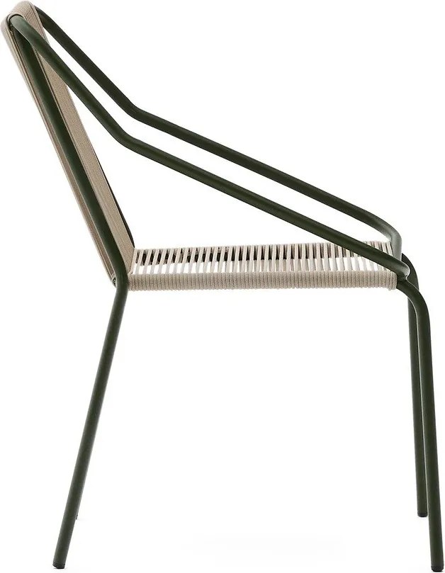 Sötétzöld-bézs fém kerti szék Zivia – Kave Home
