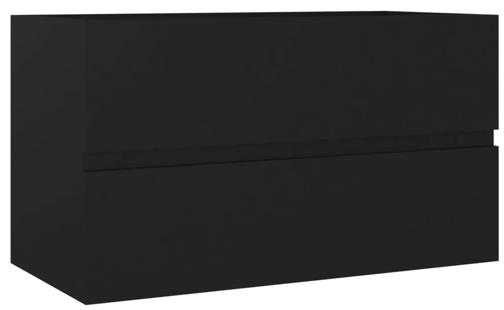 Fekete szerelt fa mosdószekrény 80 x 38,5 x 45 cm