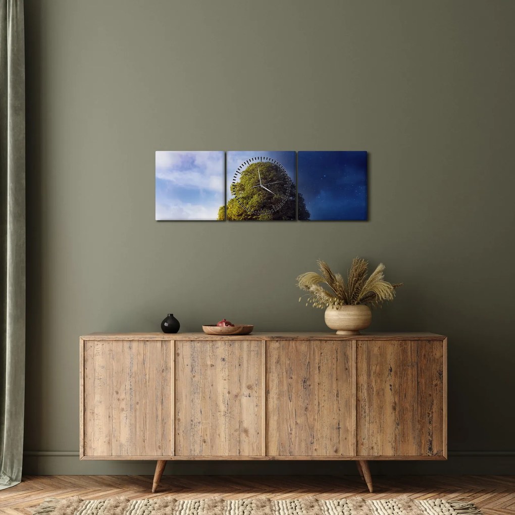 Kép - Éjjel - nappal (órával) (90x30 cm)