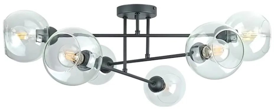 Keter Lighting Csillár rúdon VASCO 6xE27/60W/230V fekete/átlátszó KE0146