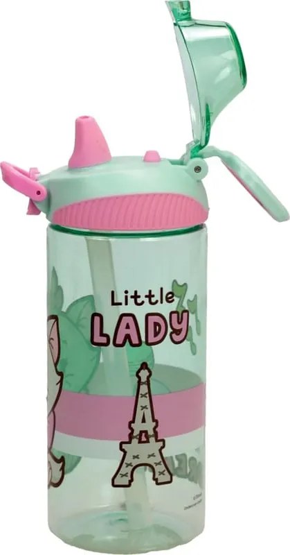 Disney Marie Little Lady műanyag szívószálas kulacs akasztóval 450 ml