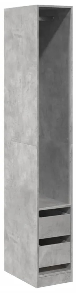 Betonszürke szerelt fa ruhásszekrény 30 x 50 x 200 cm
