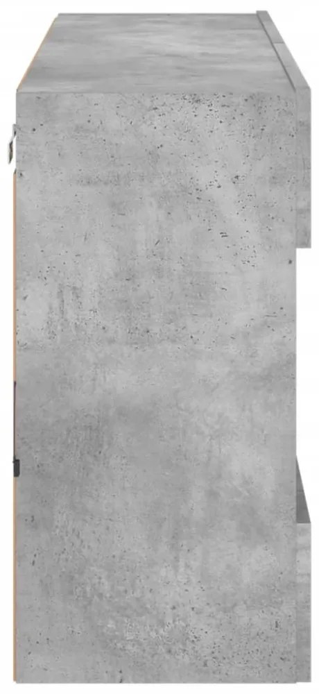 betonszürke falra szerelhető TV-szekrény LED-del 98,5x30x60,5cm