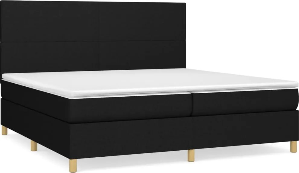 vidaXL fekete szövet rugós ágy matraccal 200 x 200 cm