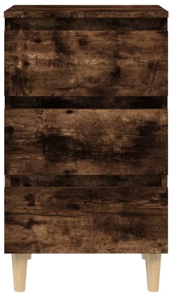 Tölgyszínű éjjeliszekrény tömör fa lábakkal 40x35x69 cm
