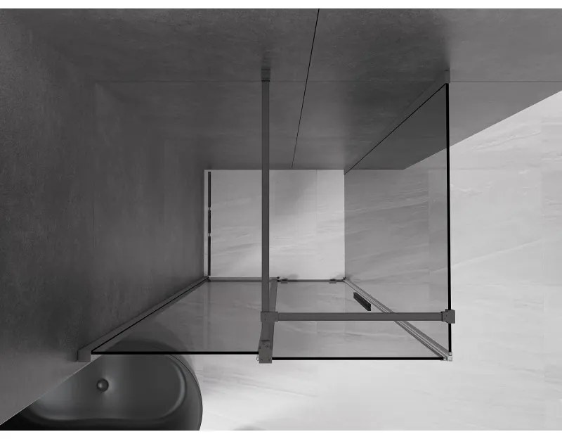 Mexen Velar, tolóajtós zuhanykabin 100 x 80 cm, 8mm szürke üveg, polírozott grafit, 871-100-080-41-66
