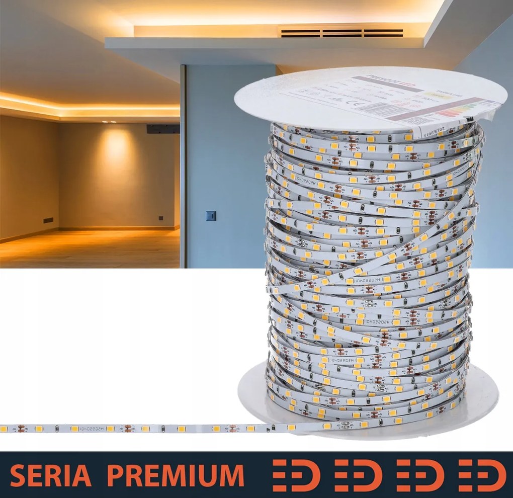 Led szalag Premium 12V Slim 4mm 120led 3000K 1000lm SMD2835 5 év garancia